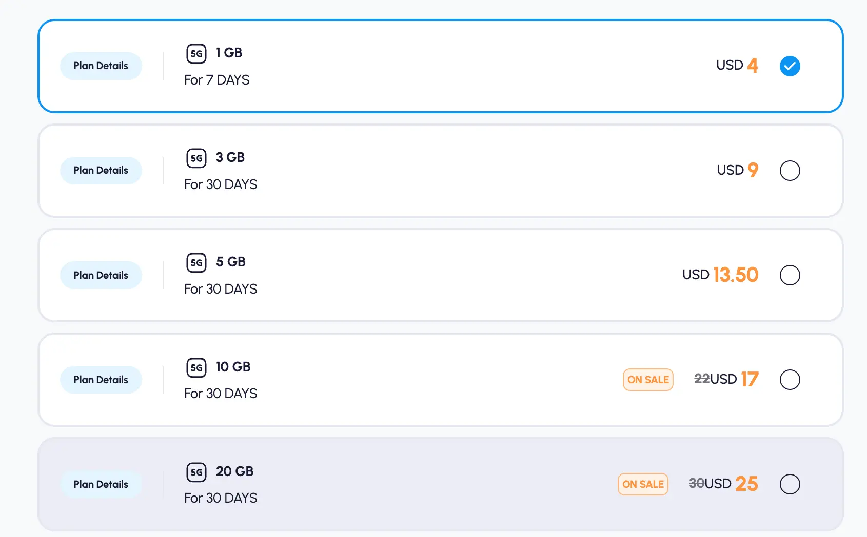 nomad china esim data price list