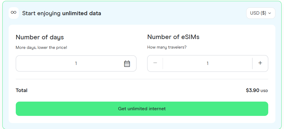 holafly australia esim product page
