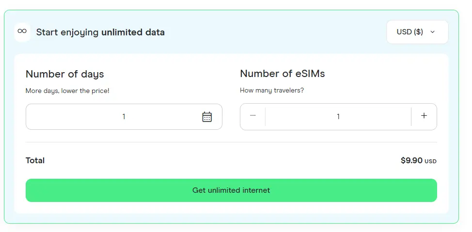 holafly india esim product page