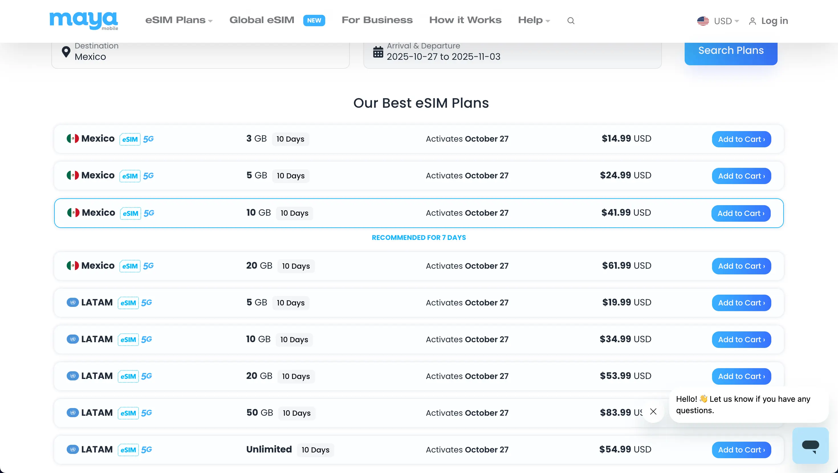 Maya Mexico eSIM product page