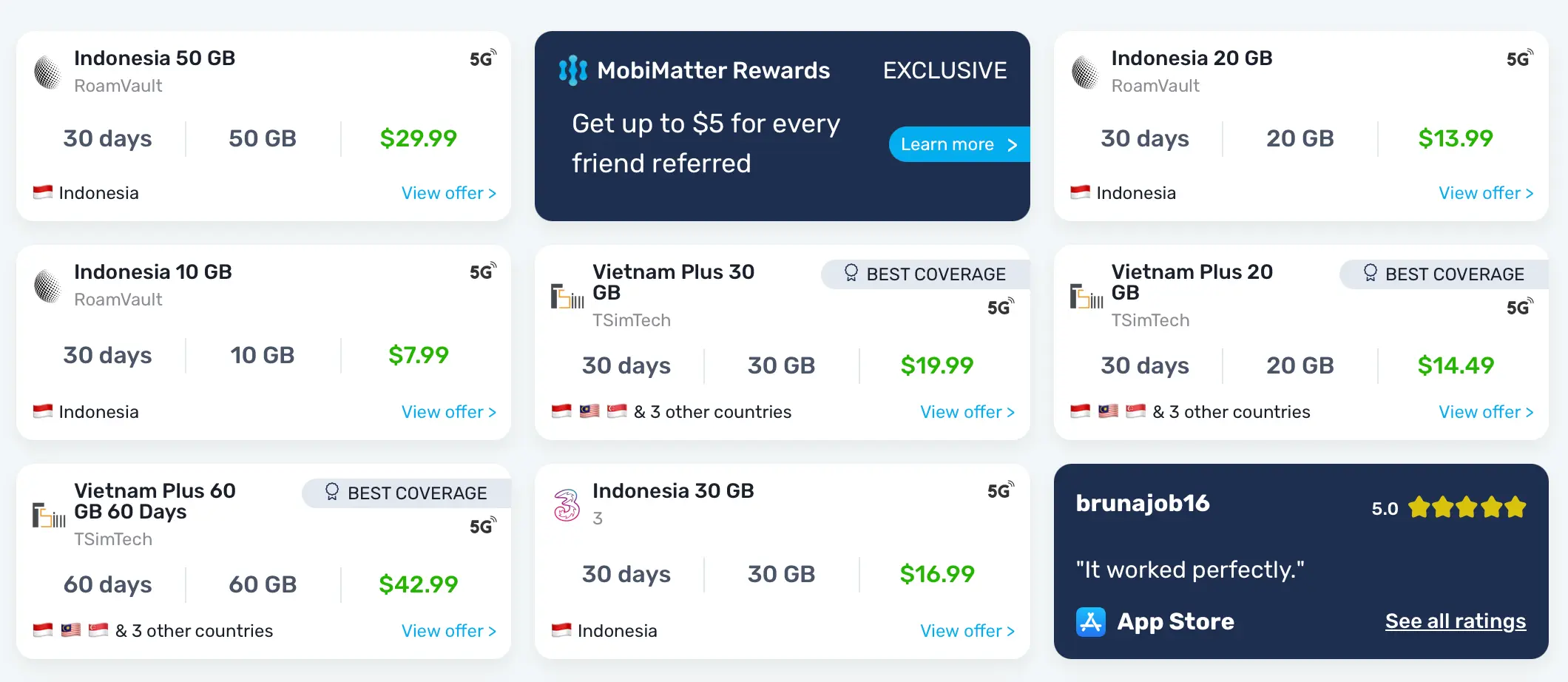 MobiMatter Bali eSIM plans