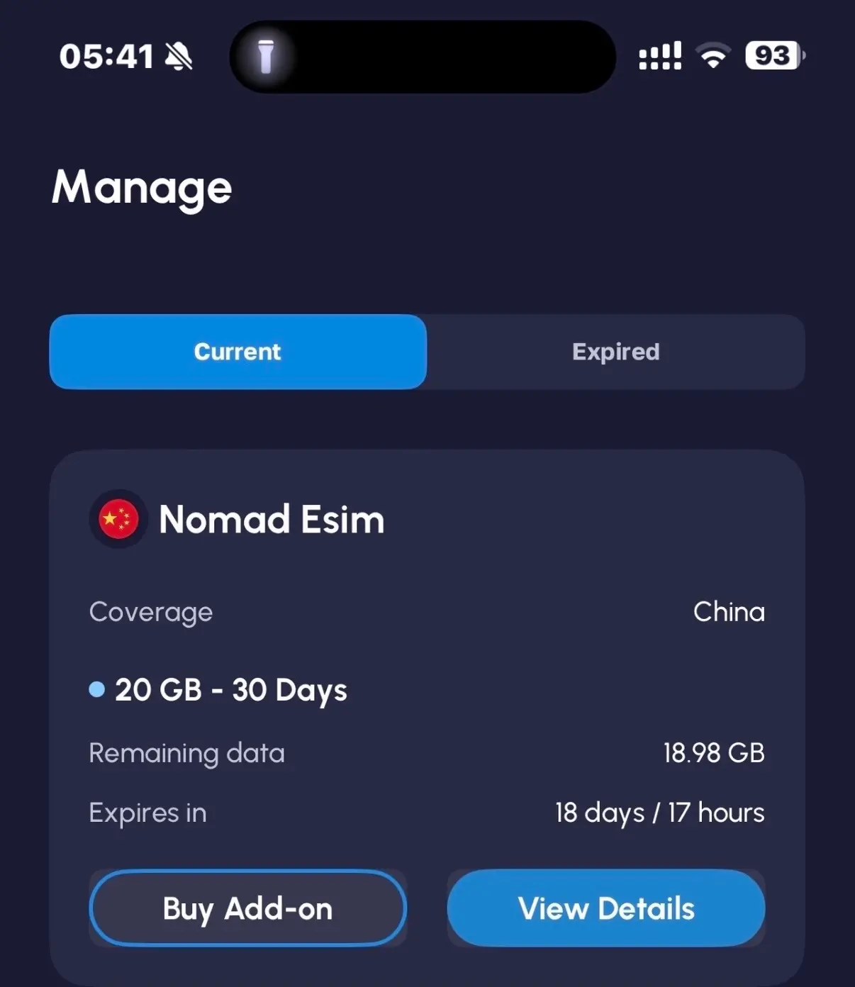 nomad china esim purchase and use screenshots