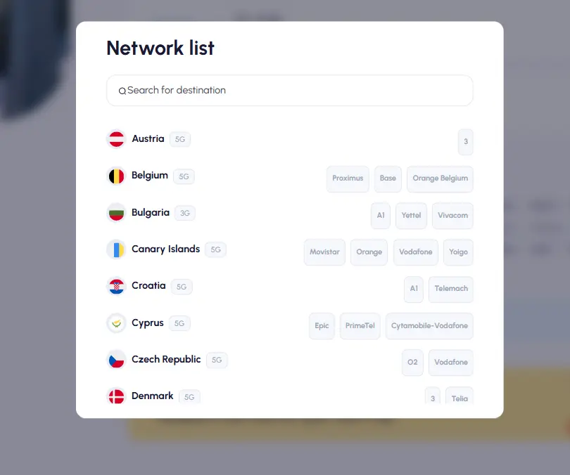 Nomad Europe eSIM carrier list