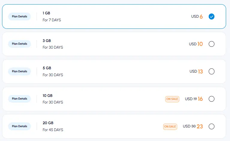nomad vietnam esim data price list
