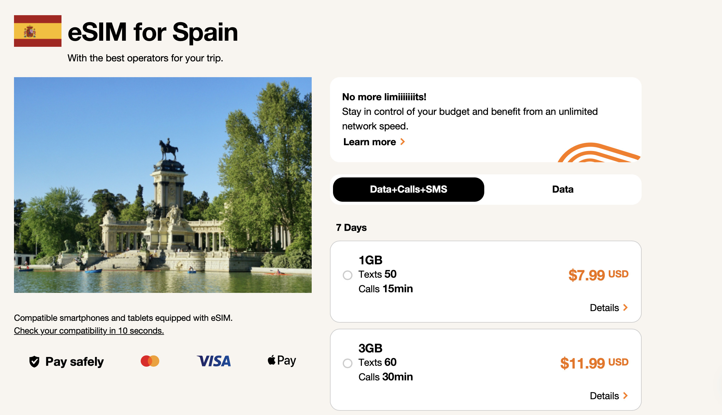 Orange Spain eSIM product page