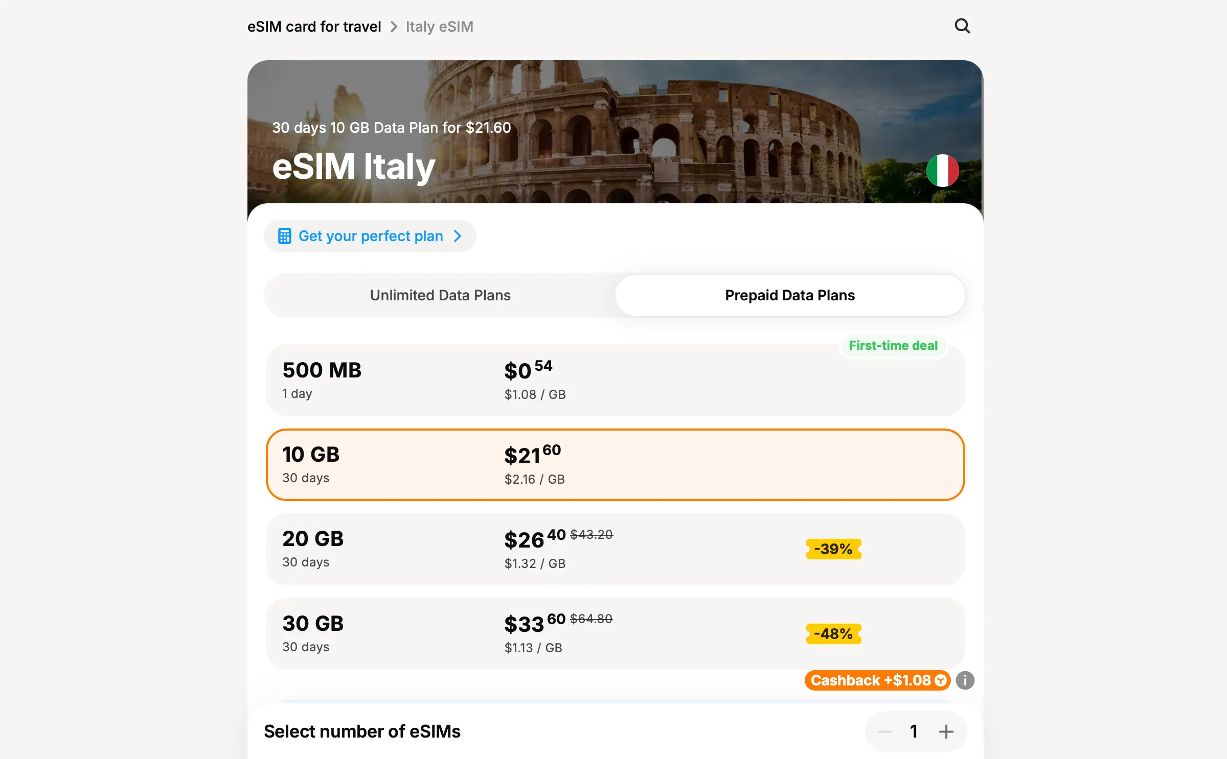 Yesim Italy eSIM Plans